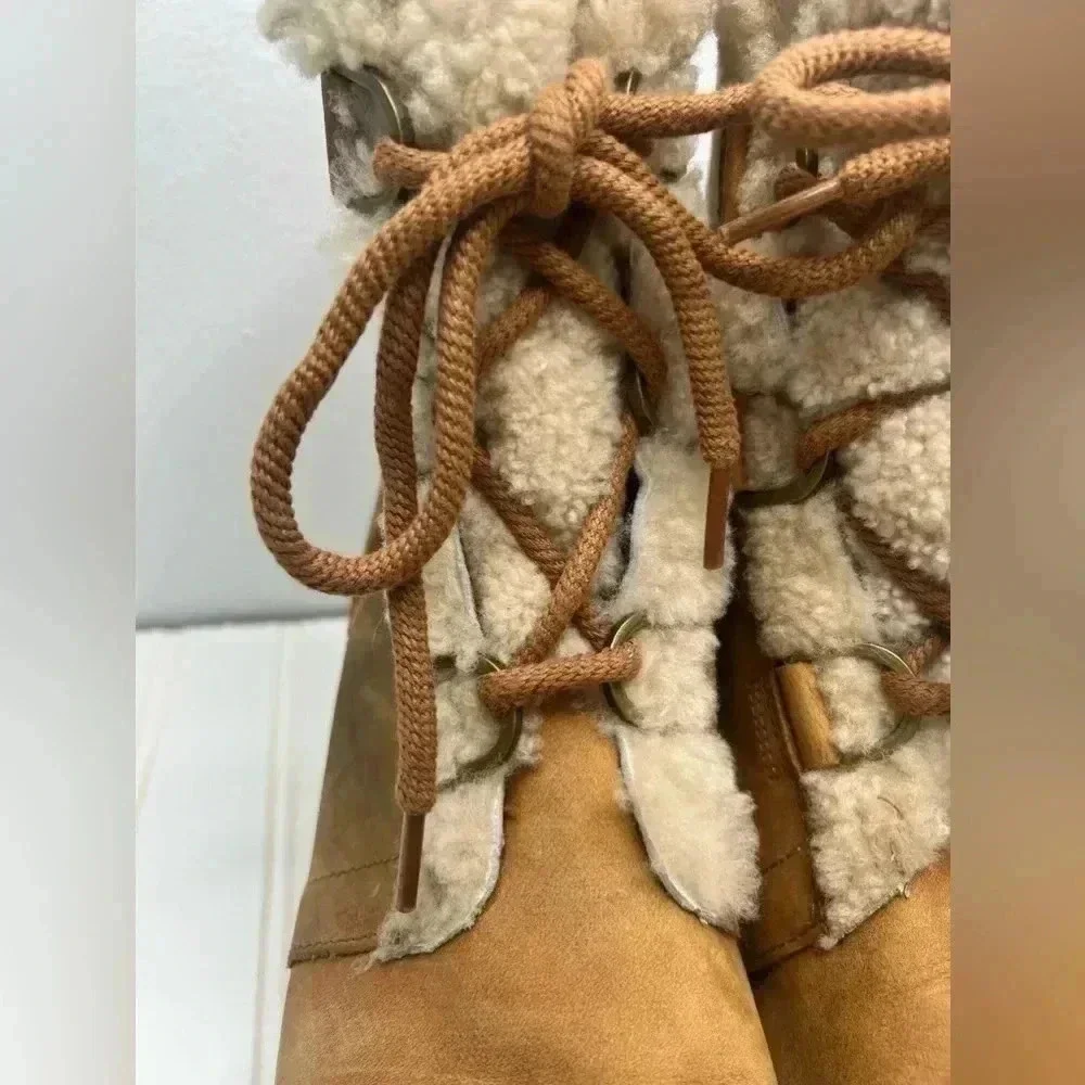 Sorel Women Joan of Arctic‎ Wedge Il Shearling Boot sz 11 Camel